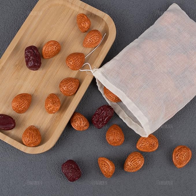 AUEAR, 50 Pack Reusable Drawstring Cotton Soup Bags Spice 6 x 8 Inch Tea Filter Coffee Brew Herb Muslin Cheesecloth for Straining