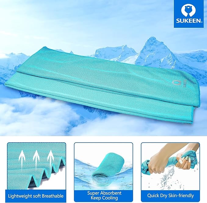 Sukkeen Cooling Towel (40"x12"), Soft Breathable Chilly Microfiber Towel for Yoga, Sports & More Activities-FlexoryFit