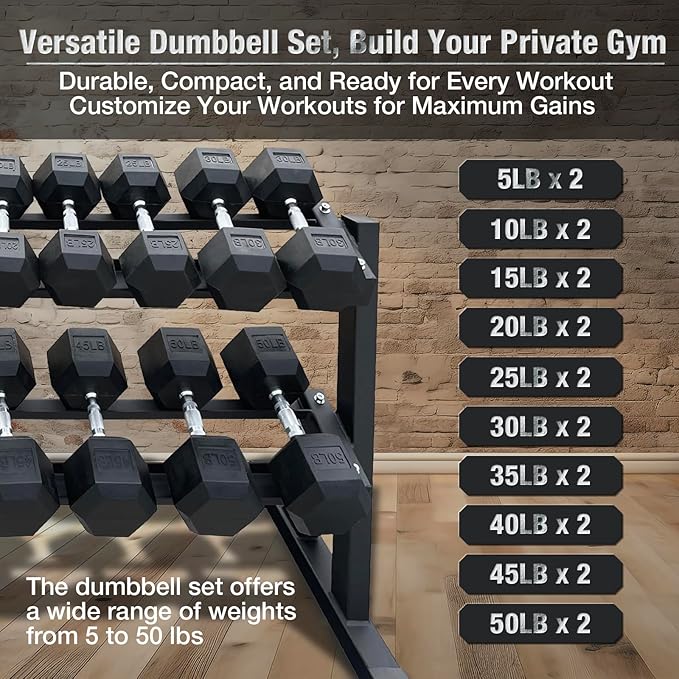 550 lbs 1200lbs 2100 lbs Dumbbells Weight Set, Hex Dumbbell Sets, Gyms Weights Dumbbells Sets, Weight Set for Home Gym, Strength Training, Fitness Center Equipment-FlexoryFit
