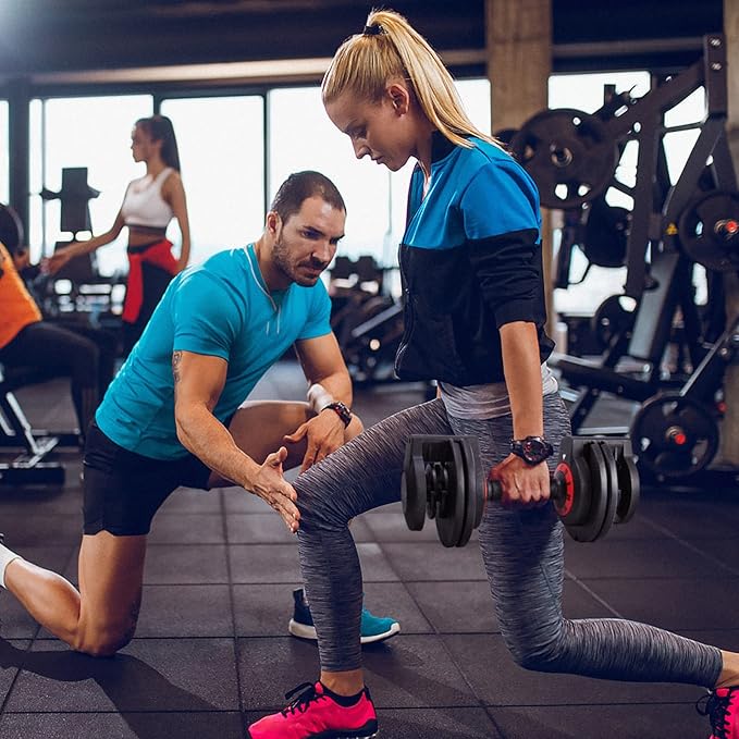 25/55 lbs Pair Adjustable Dumbbells Set, Adjustable Weights Dumbbells Set for Men and Women with Anti-Slip Fast Adjust Weight by Turning Handle,Black Dumbbell with Tray-FlexoryFit