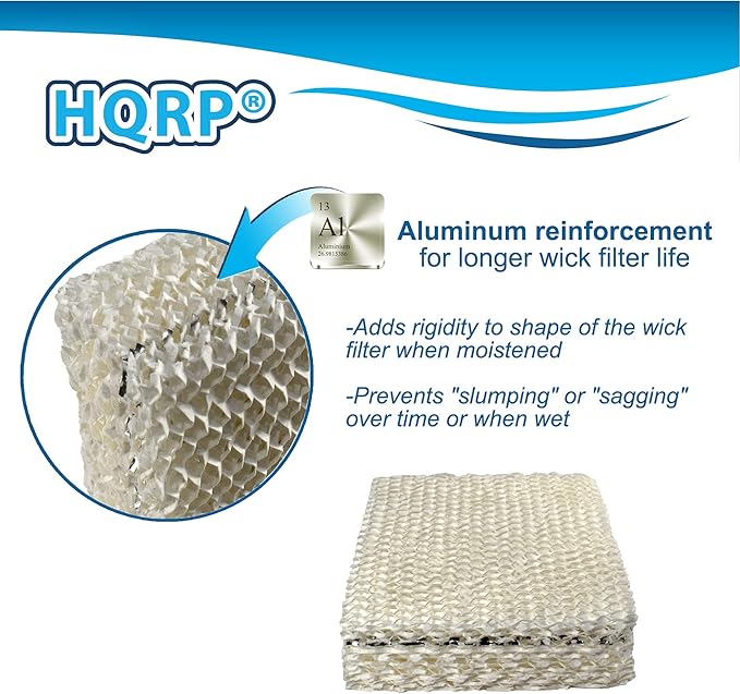 HQRP Wick Filter (2-pack) compatible with Duracraft DH803, DH804, DH805, DH806, DH807, DH810, DH815, DA1007 Natural Cool Moisture Humidifier, AC-809 D09-C AC-815 Replacement
