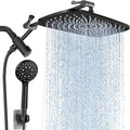Veken 11.8'' Rain Black Shower Head with Handheld Spray Combo, Extension Arm for Rainfall showerhead, Muti-modes Massage High Pressure Hand Held Shower Heads with Hose, Anti-Clog Nozzles & Bathroom