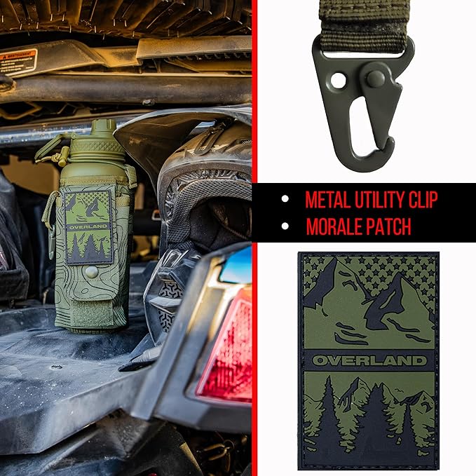 Iron InfideI Battle Bottle Sleeve - 64 oz and 32 oz Water Bottle Sleeve Only for Half Gallon 1L Steel Water Bottle | Rugged Cover with Molle for Versatile Design with Storage for Phone, Wallet & Keys-FlexoryFit