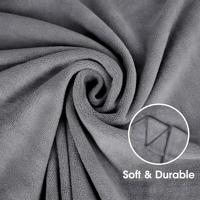 JML Microfiber Towels, Bath Towel Set 4 Pack, 27" x 55" - Super Absorbent, Fast Drying Bathroom Towel for Hair, Swimming, Fitness, Sport, Yoga -Grey-FlexoryFit