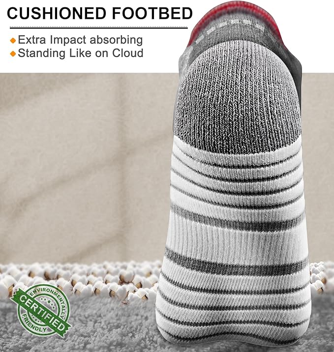 KEMISANT Men Running Socks,Active Ankle Socks No show Cushioned Footbed Arch Support-FlexoryFit
