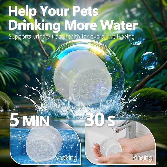 8+8 Pack Cat Water Fountain Replacement Carbon Filter Compatible with PetSafe Drinkwell Ceramic & Stainless Steel Pet Fountains for Cat Dog Water Dispensers with Replacement Foam Filters