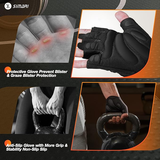 SIMARI Breathable Workout Gloves for Men and Women, Padded Weight Lifting Gloves with Great Grip, Full Palm Protection for Gym Training, Cycling, Weightlifting, Exercise, Crossfit, Climbing-FlexoryFit