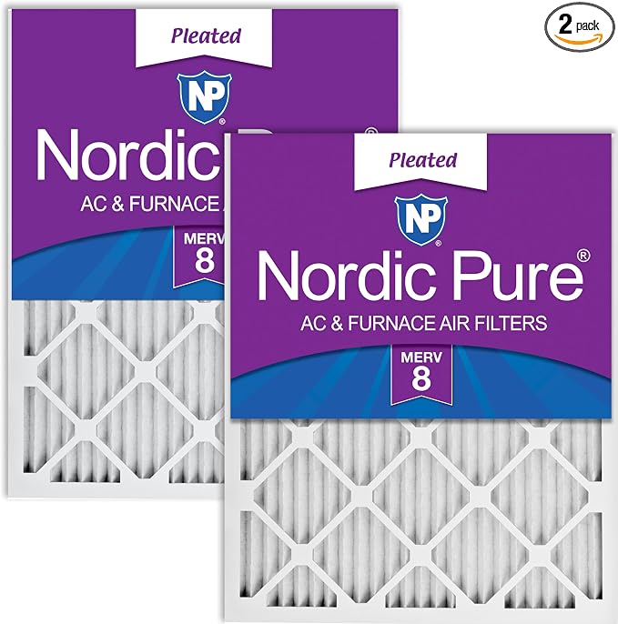 Nordic Pure 20x25x1 Pleated MERV 8 Air Filters 2 Pack by NordicPure