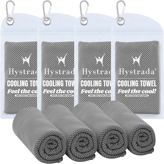 4 Pack Cooling Towels 40" x 12" - Instant Cooling Relief for Golf, Fitness, Camping, Hiking, Yoga, Pilates - Premium Quality, Portable Design-FlexoryFit