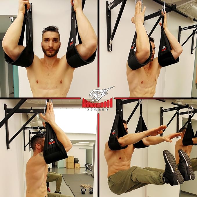 Premium Ab Slings Straps - Rip-Resistant Heavy Duty Pair for Pull Up Bar Hanging Leg Raiser Fitness - Ab Exercise Equipment, Superb Arm Padding for Abdominal Training Workout Equipment-FlexoryFit