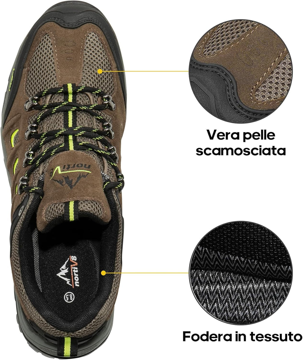 NORTIV 8 Men's Waterproof Hiking Shoes Leather Low-Top Hiking Shoes for Outdoor Trailing Trekking Camping Walking Quest