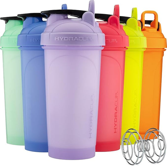 Hydra Cup ProFlow Shaker Bottles 6-Pack (28oz) | Protein Shaker Cups with Whisk Ball, Leak-Proof Lid, Hidden Carry Handle | BPA-Free Gym Mixer for Protein Powder, Mixing Supplements, Pastel Colors-FlexoryFit