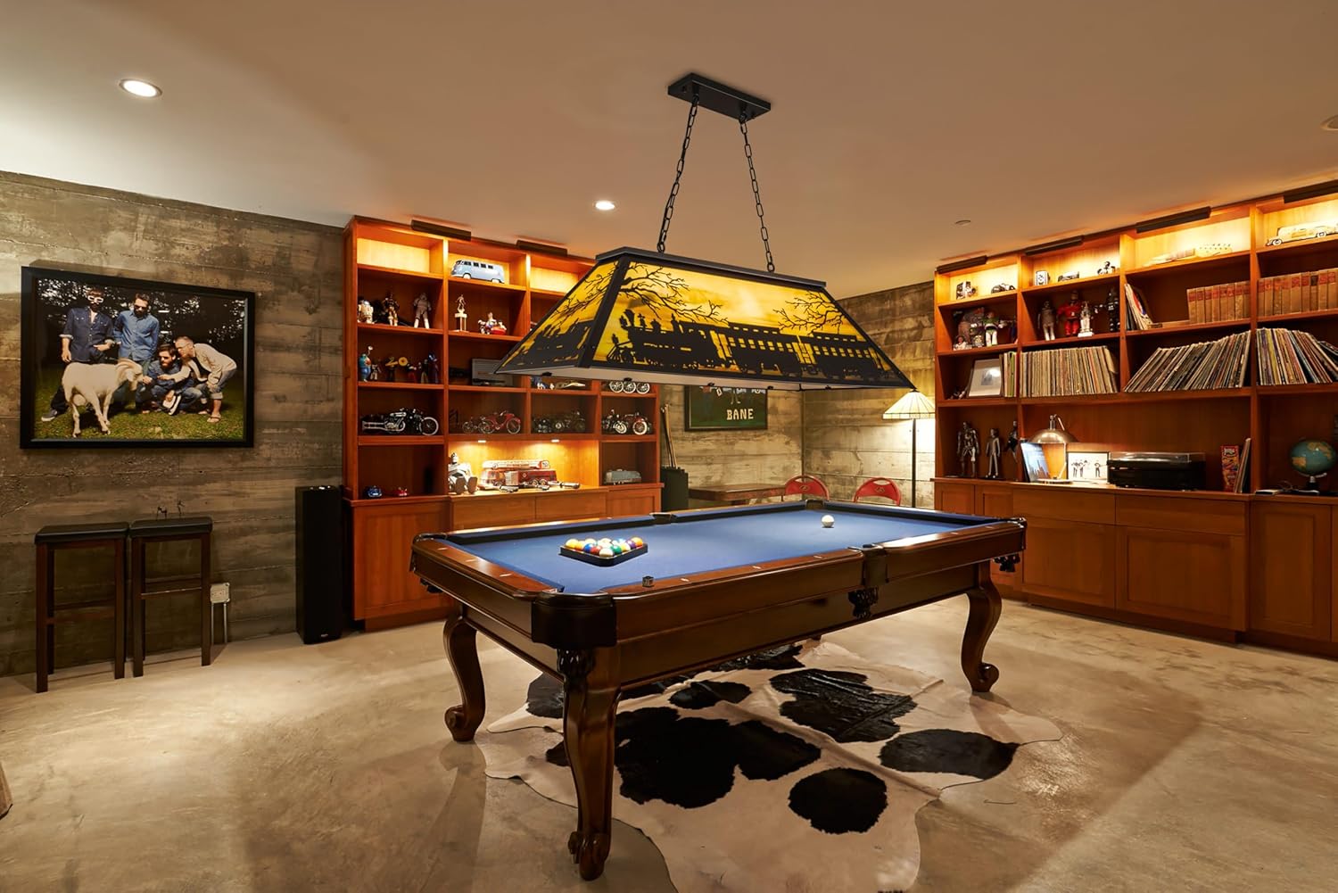 TOCHIC 3 Light Pool Table Light, Vintage Train Billiard Light Retro Kitchen Island Pendant, Adjustable Hanging Pool Table Lights Fixture for Game Rooms, Snooker Table, Cabin, Men Cave, Dining Room