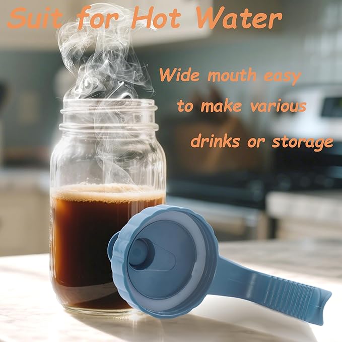 Mason Jar Pitcher 32 OZ With Pour Spout Lids 1 Quart Wide Mouth Water Pitcher Airtight And Leakproof Glass Carafe With Handle And Flip Cap For Milk, Iced Tea, Cold Brew Coffee, Juice, Infused Water