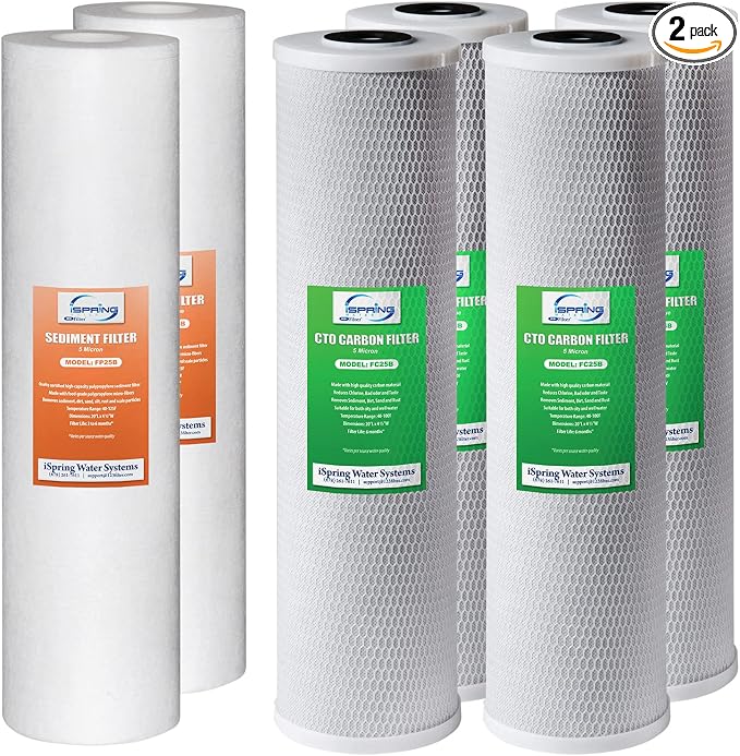 iSpring F6WGB32B 4.5” x 20” 3-Stage Whole House Water Filter Replacement Pack by iSpring