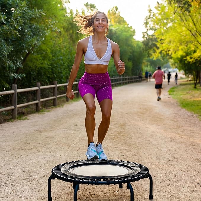 JumpSport 350 PRO Indoor Heavy Duty Fitness Trampoline, 39-inch | 36 Premium EnduroLast 4 Elastic Cords | Customized Bounce with 7 Settings | 300 lb Wt. Rating | 60-Day Free Trial to 350+ Videos-FlexoryFit