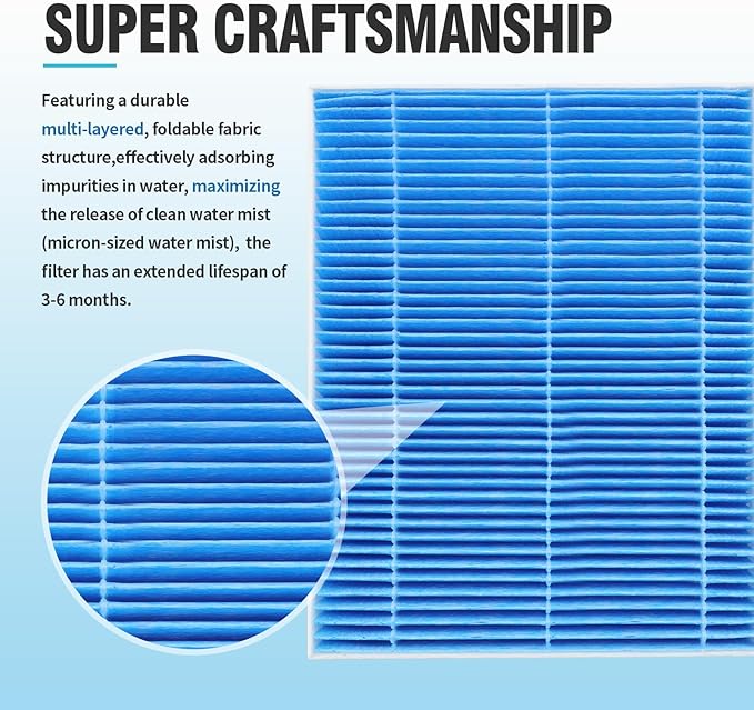 DerBlue 8pcs Wick Replacement Filter and 4pcsTop Fill Humidifier Replacement Filters Compatible with Superior 6000S Smart Evaporative Humidifier,high efficiency filter can last more than 6 months