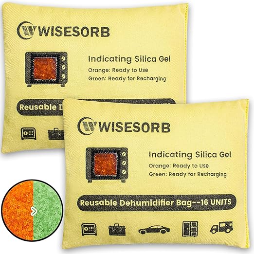 Rechargeable Gun Safe Dehumidifier, Indicating Desiccant Packs with Transparent Window for Storage Reusable Silica Gel Packets Moisture Absorbers Safe Dehumidifier (500 Gram, 2 PACK)