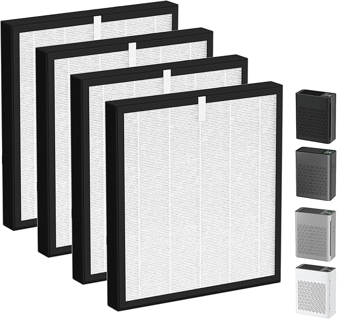 TZ-K2 Replacement Filter Compatible with ToLife Air Puri-Fier Filter TZ-K2-A, 3-in-1 H13 HEPA with Activated Carbon and Pre-Filter, 4 Pack