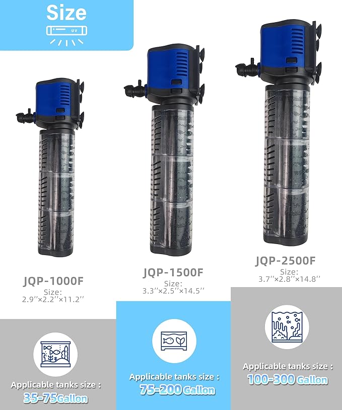 COOSPIDER Pond Filter for 75-200 Gallon, 400 GPH Powerful Filtration Pond Pump, Submersible Canister Filters for Fish Turtle Tank, Cold Plunge, Clear Wavemaker Oxygen Supply, Dry Burning Protection