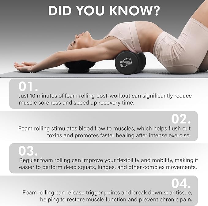 Invincible Fitness EPP Foam Roller for Deep Tissue Massage – Enhance Recovery, Relieve Pain, and Boost Mobility for a Stronger, Healthier You (Black)-FlexoryFit