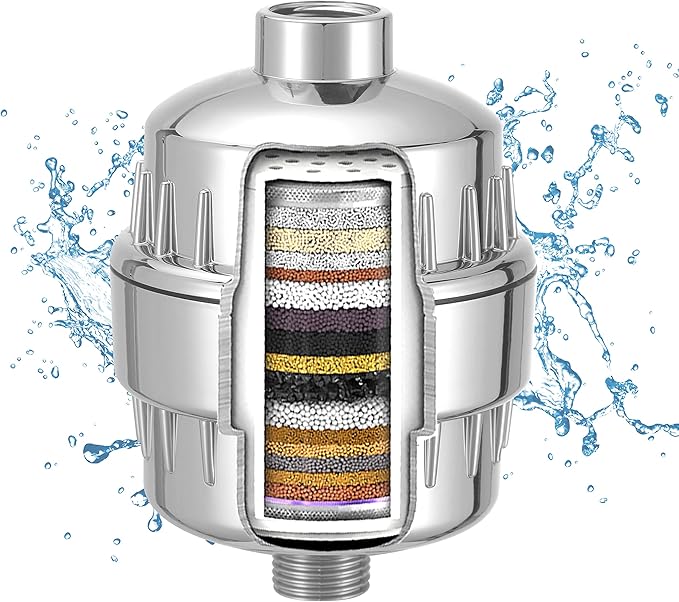 20 Stage Shower Filter, Hard Water Shower Filters for Chlorine Heavy Metal and Other Sediments Removal, Dramatically Improves The Condition of Your Skin and Hair