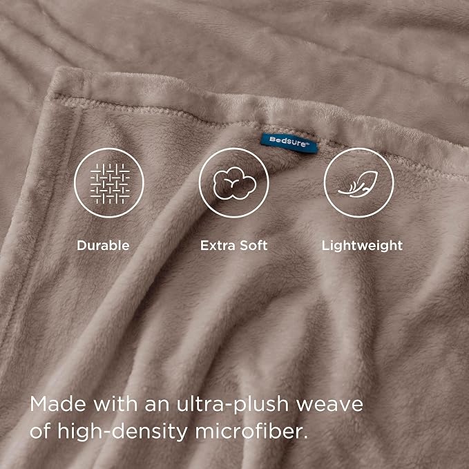 Bedsure Fleece Throw Blanket for Couch Mocha Brown - Lightweight Plush Fuzzy Cozy Soft Blankets and Throws for Sofa, 50x60 inches