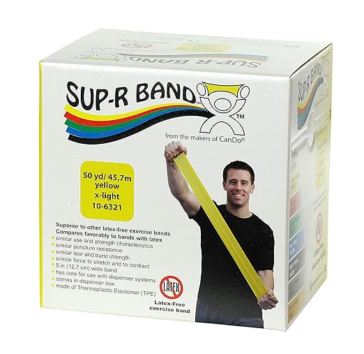 CanDo 10-6321 Sup-R Latex Free Exercise Band, 50 yd Roll, Yellow-X-Light-FlexoryFit