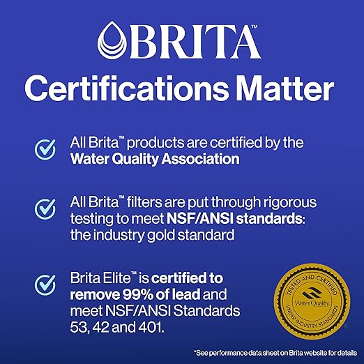 Brita Everyday Elite Water Filter Pitcher, Removes 99% of Lead, Includes 1 Filter, 10-Cup Capacity, Black