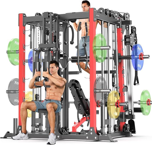 Power Cage,1600lbs Multi-Function Power Rack with Adjustable Cable Crossover System and More Training Attachment, Weight Cage for Home Gym-FlexoryFit