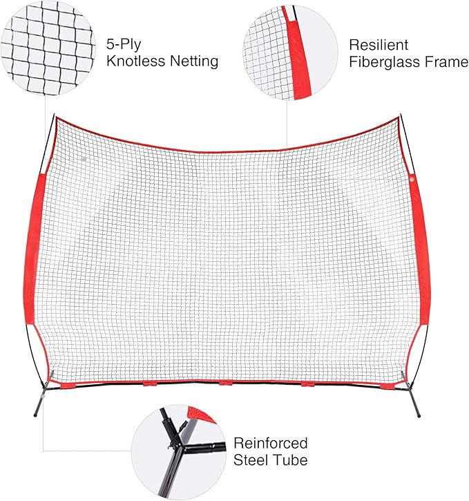 ZELUS Collapsible Barricade Backstop Net 12x9 ft, Net for Lacrosse, Baseball, Basketball, Soccer, Field Hockey and Softball Practice Barrier, Portable Hitting Net for Backyard, Park, with Carry Bag