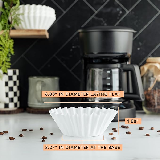 Tupkee Coffee Filters 4-6 Cups - 800 Count, Junior Basket Style, White Paper, Chlorine Free 5 Cup Coffee Filter, Made in the USA