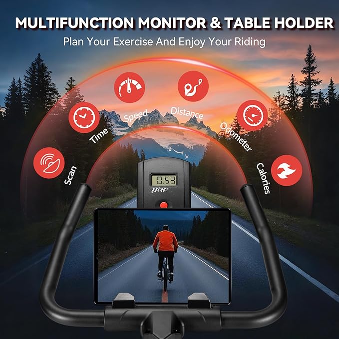 Exercise Bike, WENOKER Stationary Bike for Home, Indoor Bike with Whisper Quiet, Heavy Flywheel and Upgraded Digital Display