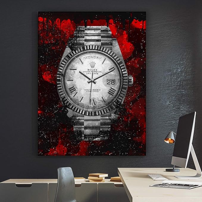 Luxury Watch Canvas Print Office Wall Decor Modern Art Pop Culture Decoration Inspiration Clock Timer Prints Framed Arts Walls Furniture (18" x 12")-FlexoryFit