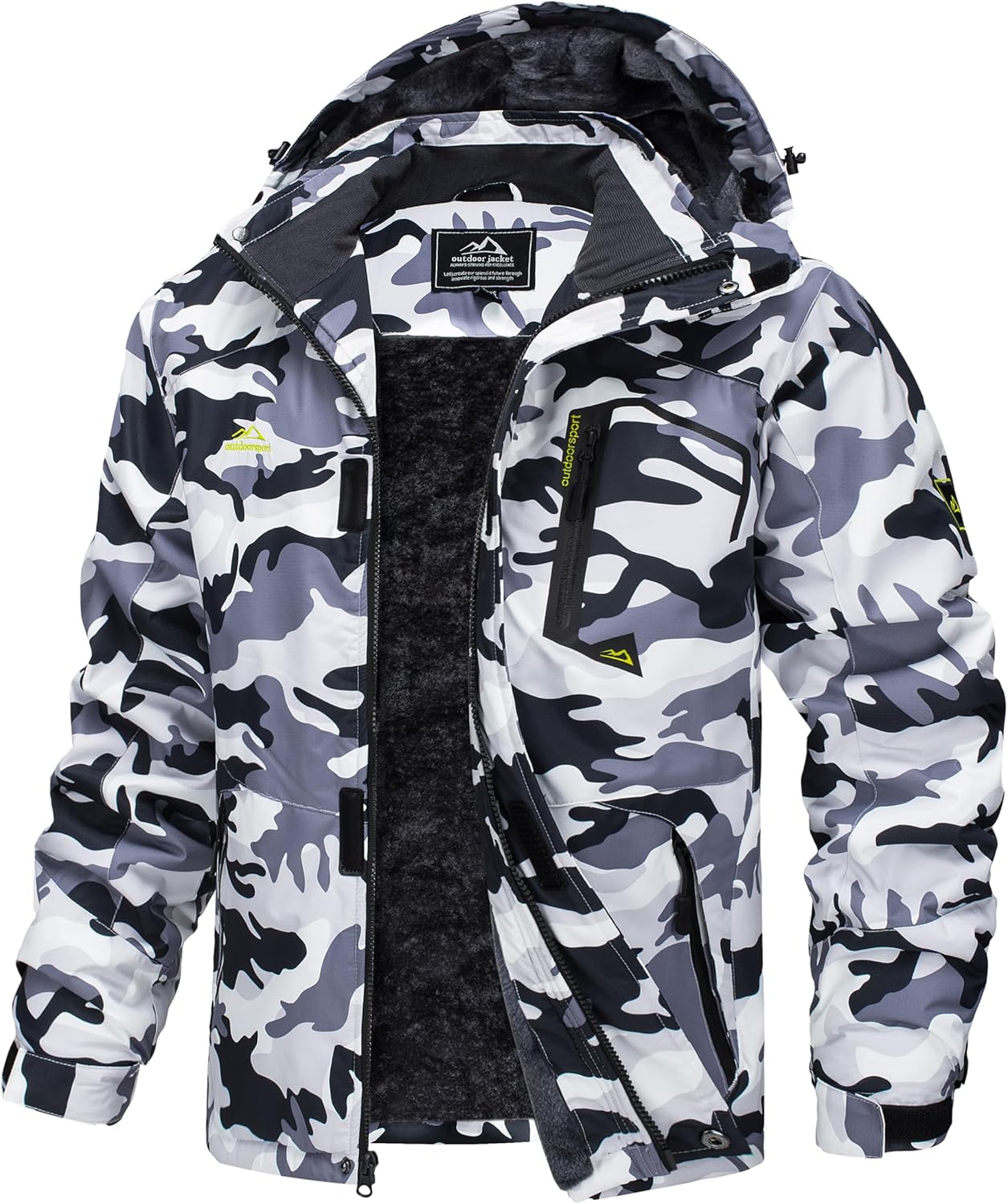 MAGCOMSEN Men's Winter Coats Water Resistant Ski Snow Jacket Warm Fleece Jacket Parka Raincoats With Multi-Pockets