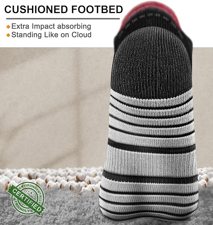 KEMISANT Men Running Socks,Active Ankle Socks No show Cushioned Footbed Arch Support-FlexoryFit