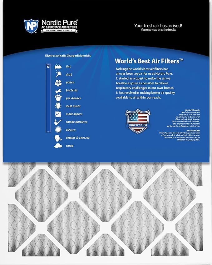 Nordic Pure 20x30x1 (19 5/8 x 29 5/8 x 3/4) Pleated MERV 12 Air Filters 2 Pack