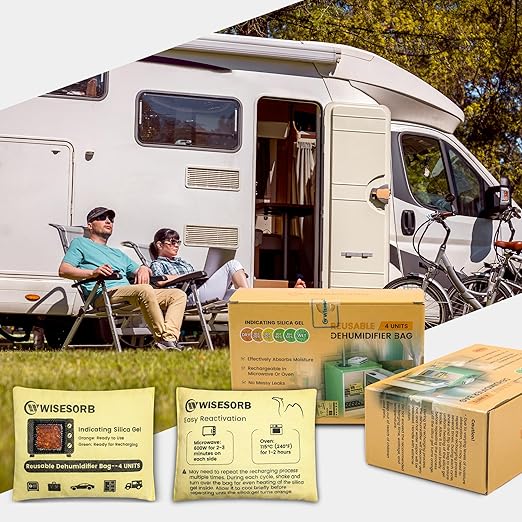 Rechargeable Gun Safe Dehumidifier, 3 Packs 4U Indicating Desiccant Packs with Transparent Window for Storage Reusable Silica Gel Packets Moisture Absorbers Safe Dehumidifier