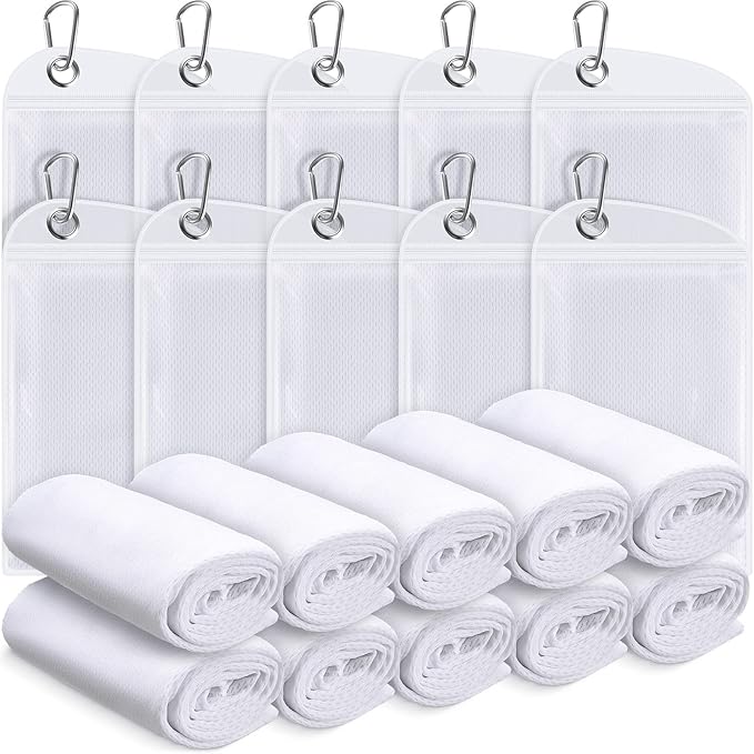 20 Pcs Cooling Towel 40" x 12" Ice Towel for Neck and Face Microfiber Chilly with Bag Breathable Yoga Gym Stay Cool Towels Sweat Rag for Workout Running Camping Pilates Beach Accessories (White)-FlexoryFit