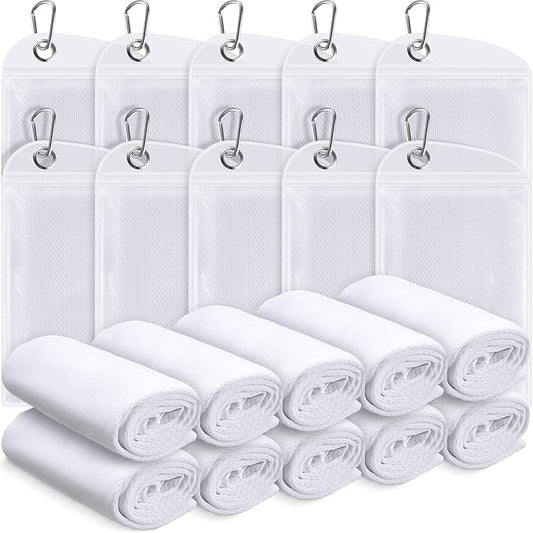 20 Pcs Cooling Towel 40" x 12" Ice Towel for Neck and Face Microfiber Chilly with Bag Breathable Yoga Gym Stay Cool Towels Sweat Rag for Workout Running Camping Pilates Beach Accessories (White)-FlexoryFit