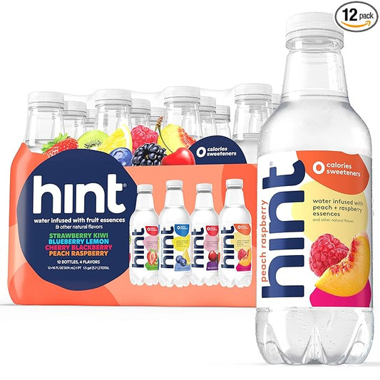 Hint Bottled Water, 4-Flavor Smashup Variety Pack - Purified Water Beverages with Zero Calories, Natural Flavors, and Sugar Free - 16 Fl Oz (Pack of 12)-FlexoryFit