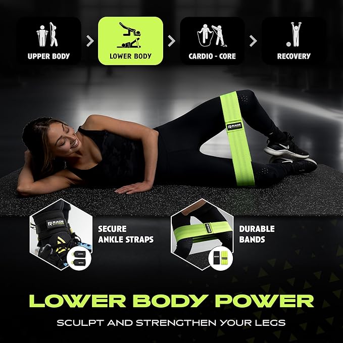 Ex Kit Home Gym Equipment with Carry Bag - 10Pcs Resistance Bands Kit with Handles, Door Anchor, Jump Rope, Booty Bands & More – Full Body Workout Bands Set for Strength, Cardio & Flexibility-FlexoryFit