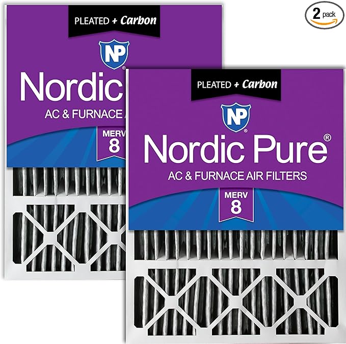 Nordic Pure 20x25x5 Honeywell Replacement Air Filters MERV 8 Pleated + Carbon 2 by NordicPure