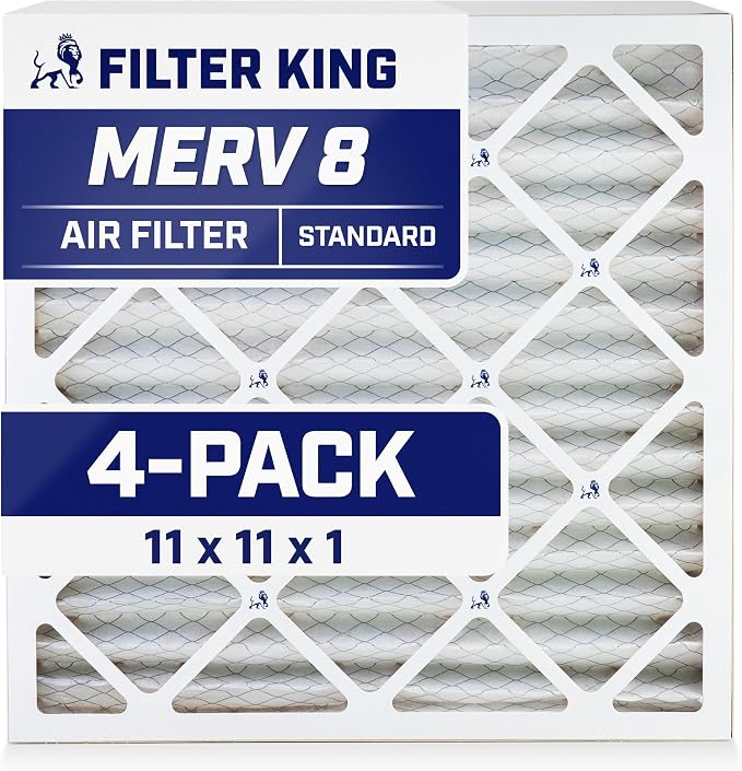 Filter King 11x11x1 Air Filter | 4-PACK | MERV 8 HVAC Pleated A/C Furnace by FilterKing