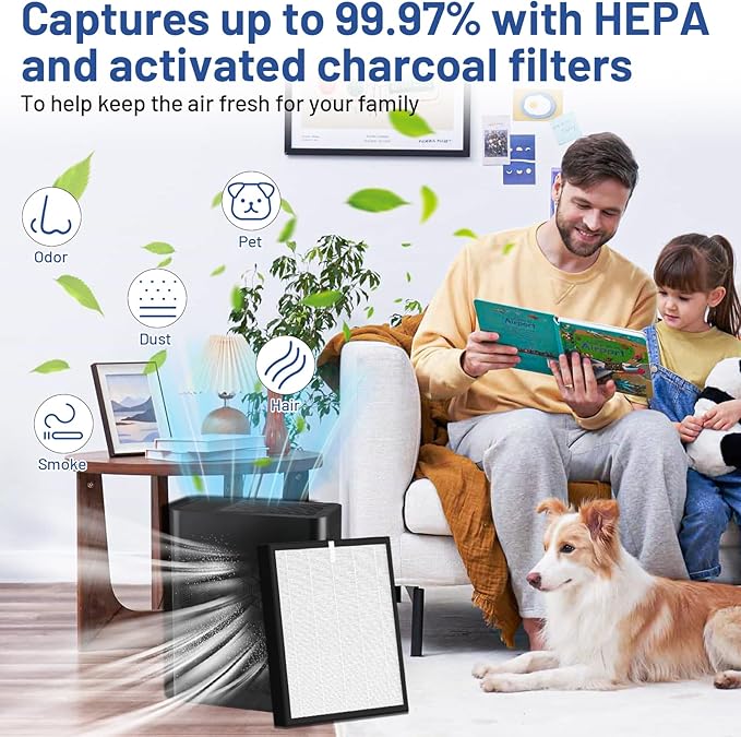 TZ-K2 Replacement Filter Compatible with ToLife Air Puri-Fier Filter TZ-K2-A, 3-in-1 H13 HEPA with Activated Carbon and Pre-Filter, 2 Pack