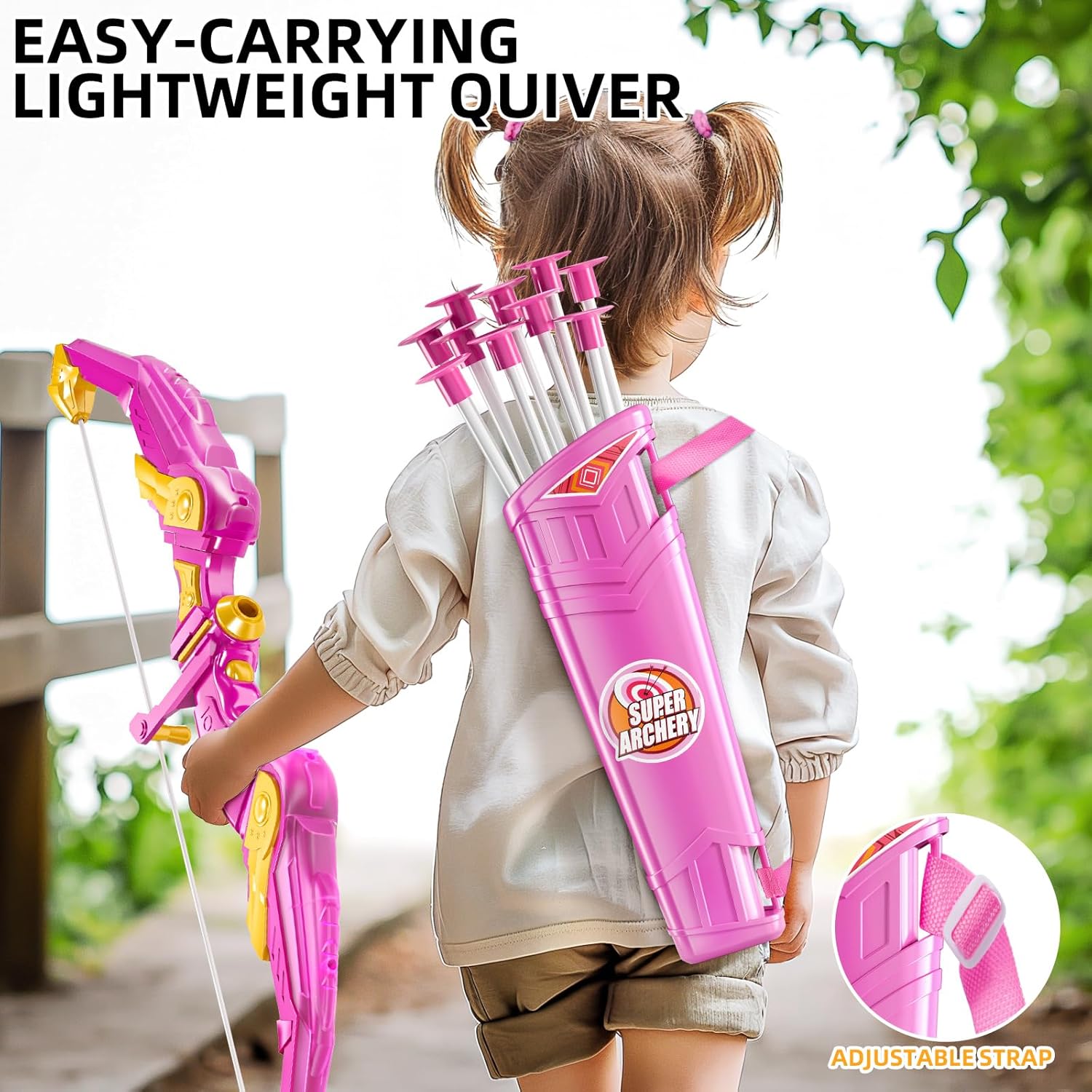Kids Bow and Arrow Set, LED Light Up Archery Toy Set with 10 Suction Cup Arrows,Target & Arrow Quiver, Bow and Arrows Set Toys Gift for 3 4 5 6 7 8 9 10 11 12 Year Old Kids Boys Girls (Pink)