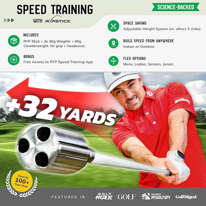 Rypstick | Golf Swing Trainer Device for Increased Distance - Golf Speed Trainer and Warmup Aid