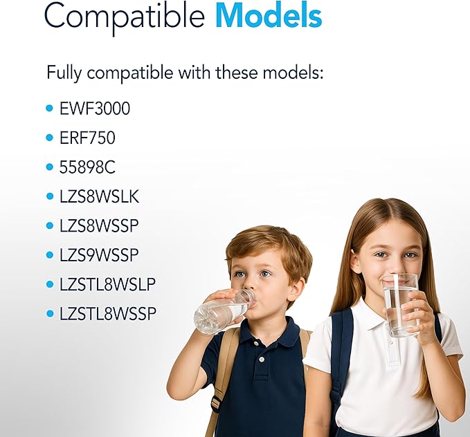 Replacement Water Filter For Premium Filtration – Compatible with Elkay 51300C, 55898C, ERF750, EWF3000 – No Chip, Extended Service Life (3, 9")