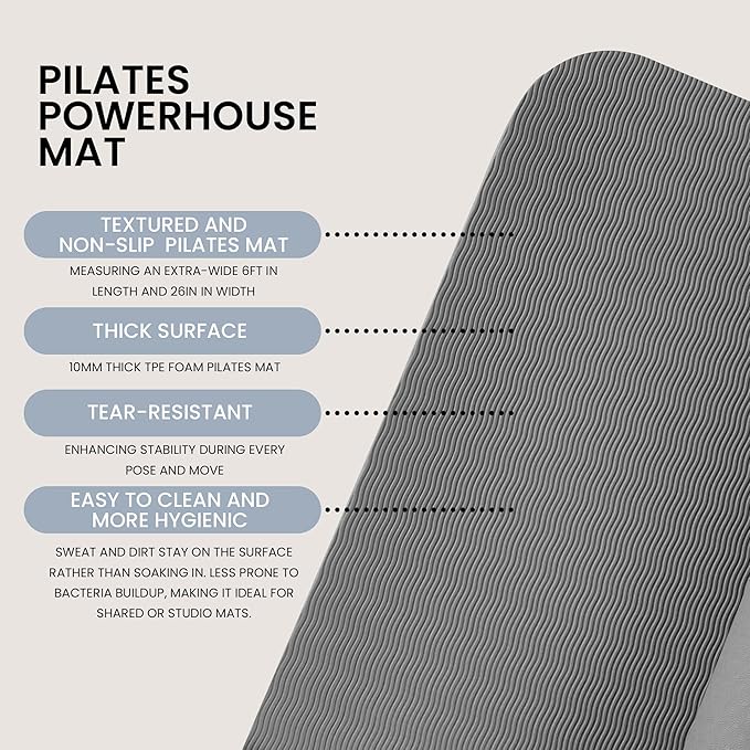 Lindywell Pilates Yoga Workout Mat Non Slip 6mm, 8mm, 10mm Thick - 6ft x 26in-FlexoryFit