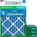 Filterbuy 18x20x2 Air Filter MERV 13 (MPR 1900) Health Defense Replacement (4-Pack), Electrostatic Pleated HVAC AC Furnace Filters, Made in USA (Actual Size: 17.50 x 19.50 x 1.75)